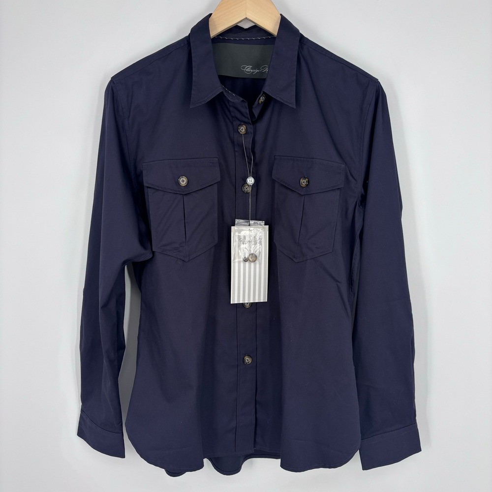 Claridge + King Safari Shirt Womens L Night Shadow Navy Blue Cotton Utility